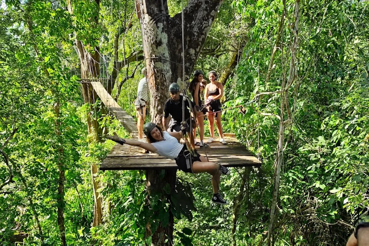 Ziplining through the jungle canopy near Santa Teresa